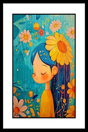 Çiçek Şapkalı Kız Digital Art ( ÇERÇEVESİZ - ÇERÇEVE YOKTUR ) ( ULTRA HD ) FOLYO AFİŞ - POSTER