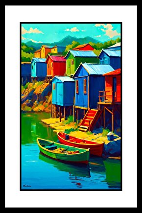 Balıkçı Kulübesi Digital Art ( ÇERÇEVESİZ - ÇERÇEVE YOKTUR ) ( ULTRA HD ) FOLYO AFİŞ - POSTER