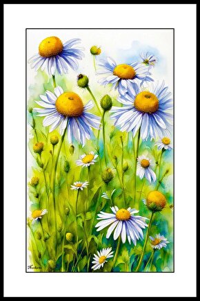 Bahçemdeki Papatyalar Digital Art ( ÇERÇEVESİZ - ÇERÇEVE YOKTUR ) ( ULTRA HD ) FOLYO AFİŞ - POSTER