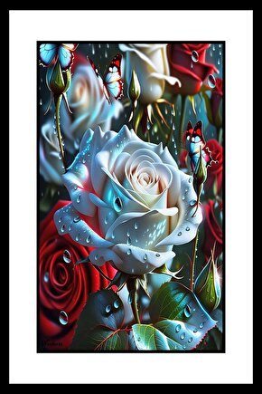 Yağmur Gülleri Digital Art ( ÇERÇEVESİZ - ÇERÇEVE YOKTUR ) ( ULTRA HD ) FOLYO AFİŞ - POSTER