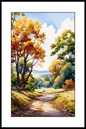 Yol Boyu Ağaçlar Digital Art ( ÇERÇEVESİZ - ÇERÇEVE YOKTUR ) ( ULTRA HD ) FOLYO AFİŞ - POSTER