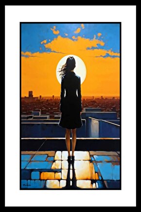 Kadın ve Günbatımı Digital Art ( ÇERÇEVESİZ - ÇERÇEVE YOKTUR ) ( ULTRA HD ) FOLYO AFİŞ - POSTER