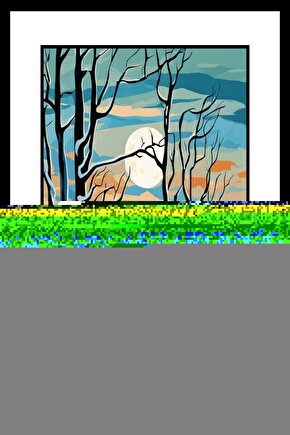 Gece Ve Evler Sanatsal Çerçeve Görünümlü Ahşap Tablo