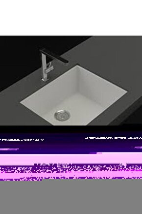 Tezgah Altı Düz Beyaz Granit Evye 47cm X 37 Cm