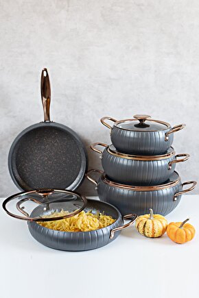 3529 Tencere Seti Granit Döküm Tencere Seti 9 Parça Tencere Seti