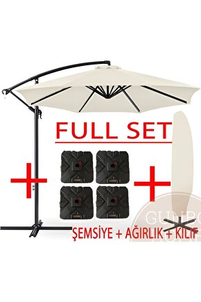 3 Mt 8 Kaburga Full Demir 21 Kg EKRU Bahçe Şemsiyesi Full Set Havuz Şemsiyesi Büyük Şemsiye