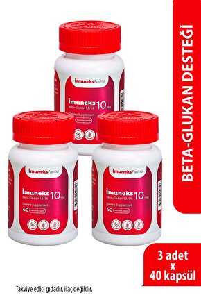 İmuneks 10 mg Beta Glukan (1,31,6) içeren Takviye Edici Gıda 40 Kapsül x 3 Adet