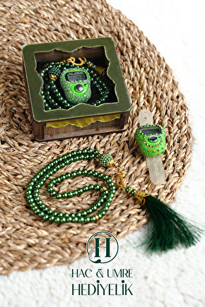 Hediyelik Tesbih Seti | Ahşap Kutulu Elektronik Tesbih ve 99lu İnci Tespih | Özel Gün Hediyesi