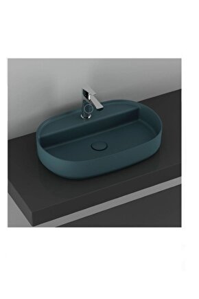 Infinity Batarya Delikli Tezgah Üstü Lavabo 60 Cm Petrol Yeşili Extra 10nf65060