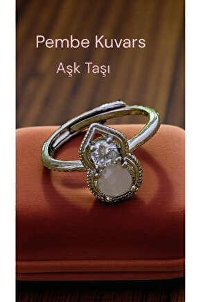 Doğal Taşlı Çelik Yüzük Ayarlanabilir Ebat