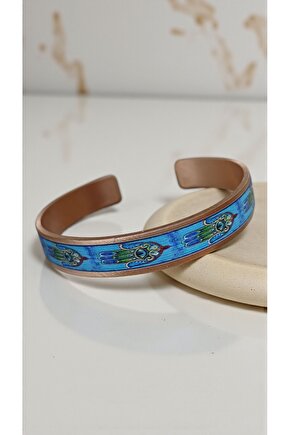 Bakir Bileklik Etnik Desen Şık Tasarim genişlik 1cm kalınlık 2mm