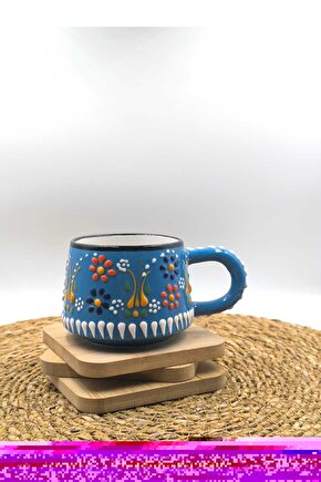 2 Adet Kabartma Desenli El Yapımı Seramik Kupa