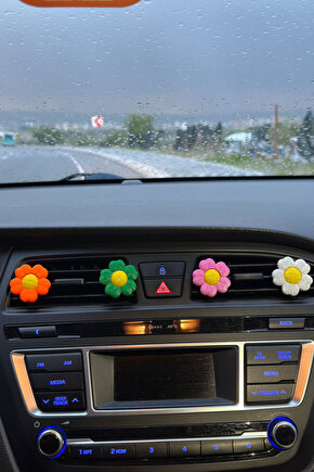 2 Adet Renkli Plastik Çiçekler Papatya Çiçeği Araba Klima Süsü Torpido Araç Aksesuar Iç Süsler