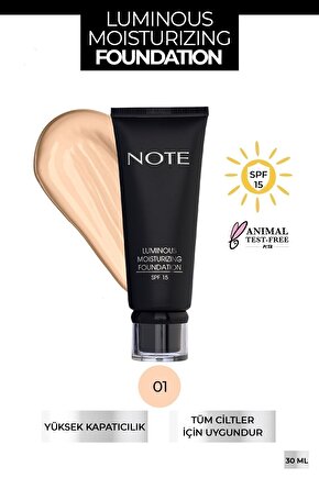 Luminous Moisturizing Spf 15 Nemlendirici Etkili Parlak Bitişli Fondöten - 01 Beige