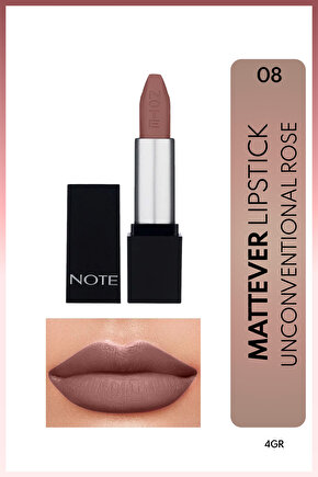 Mattever Lipstick Yarı Mat Saten Bitişli Ruj 08 Unconventional Rose - Koyu Nude