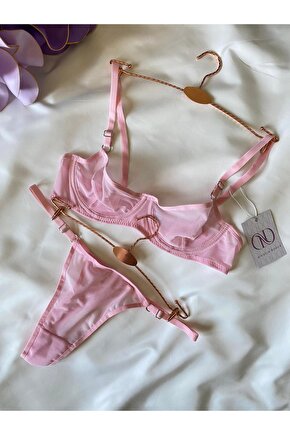 Pembe Tül Sütyen Takımı