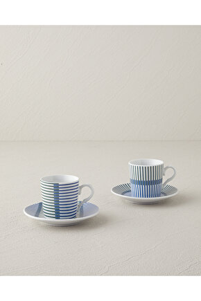 Edwin Porselen 4 Parça 2 Kişilik Kahve Fincan Takımı Mavi-Yeşil