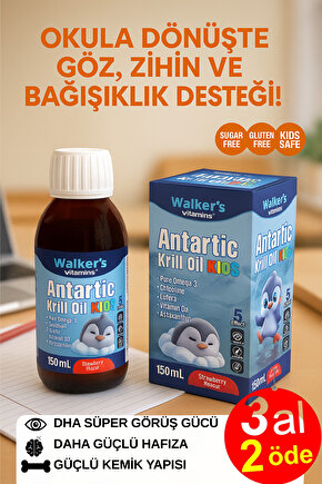 Omega 3- Krill Oil Balık Yağı, Odaklanma , Büyüme, Omega 3 ,Sitikolin Epa, Dha, içeren çocuk şurubu