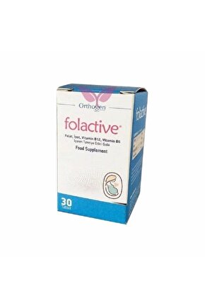 Folactive Folat İyot Vitamin B12 ve B6 İçeren Takviye Edici Gıda 30 Tablet