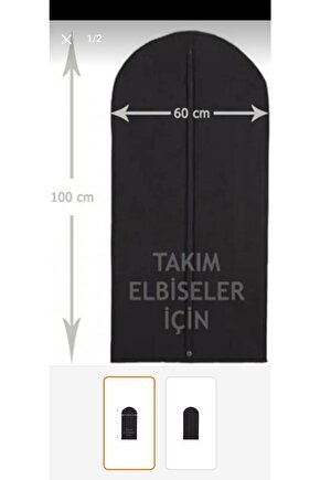 Takım Elbise Kılıfı Siyah Renk Fermuarlı Gamboç 60 Cm 100 Cm