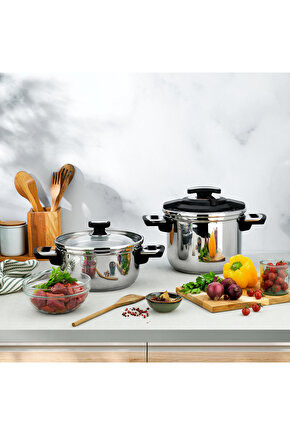 İn-Safe 2 li Düdüklü Tencere Seti 4 Parça-Siyah