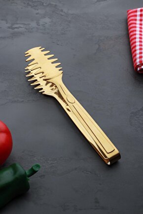Güvenplast 12185 Çelik 24 Cm Gold Makarna Maşası