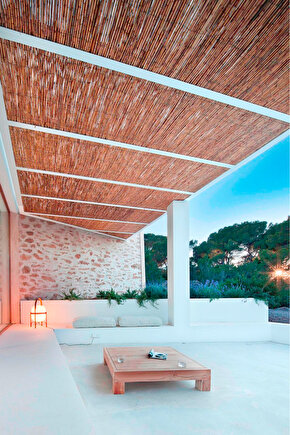 2m x 5m Kamış Çit Doğal Dekoratif Çit Misina İpli