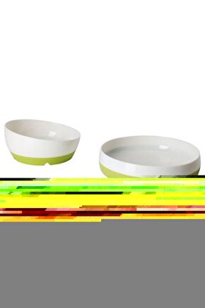 Smaglı Tabak Ve Kase, Yeşil-beyaz