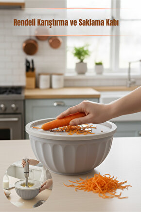 Gri Rendeli Karıştırma Kabı Saklama Kabı ve Mikser Kabı