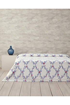 Floral Slice Çift Kişilik Pike Koyu Mavi