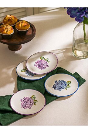 Lcw Home Karişik Çiçek Baskılı Seramik Pasta Tabağı 4lü 16 Cm