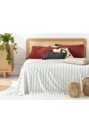 Fine Lines Ipliği Boyalı Viskon Tek Kişilik Pike 150x220 Cm Lacivert - Beyaz