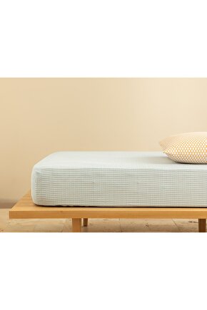 Wave Dots Kolay Ütülenir Tek Kişilik Lastıklı Çarşaf 100x200 Cm Seledon