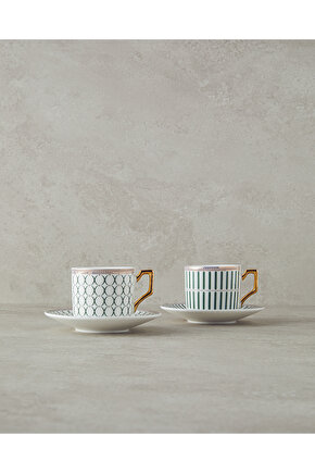 Rabecca Porselen 2li Kahve Fincan Takımı 90 ml Yeşil