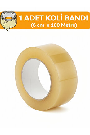 6cm x 100 metre Koli Bandı Dayanıklı Kaliteli Yapıştırma Şeffaf Güçlü Yapıştırma Ev Ofis Bantı