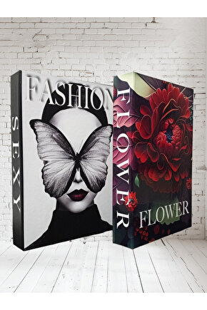 Dekoratif Kitap Görünümlü Kutu 2li Set Decorative Book Looking Box