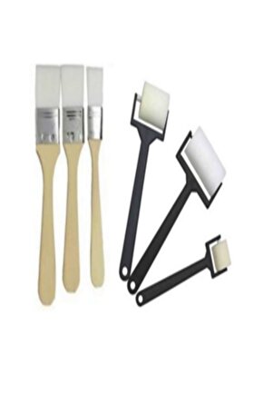Ekonomik 3 Lü Zemin Fırça Ve 3 Lü Rulo Sünger Resim Fırçası