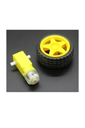 8 Adet - Arduino Robot Tekerlek Ve Dc Motor Seti 250Rpm Dc Motor