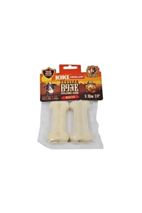 Sığır Derisinden Pres Kemik Köpek Ödülü 12 Cm 2 Adet Beyaz