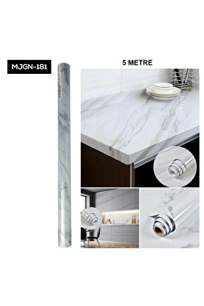 Mermer Desenli Folyo Kaplama Beyaz