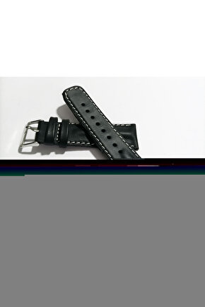 Her Saate Uygun Bombeli 22 mm Piramit modeli UZUN XL Hakiki Deri (223) SİYAH