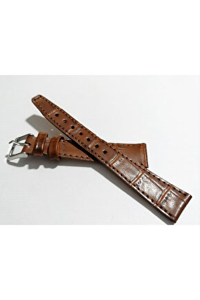 &Her Saate Uyumlu Hakiki Kahverengi  Deri Saat Kordonu 18  mm  (101 )