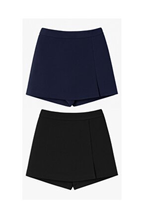 2li Yırtmaçlı Mini Şort Etek