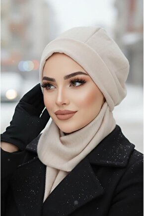 Kemik Kendinden Desenli Tesettür Bere