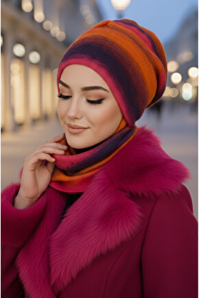 Rengarenk Kışlık Kelebek Bone Şal