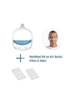 AirFit N30i CPAP Burun Maskesi STD Boy+ResMed S9 ve Air Serisi Filtre 2’li Paket