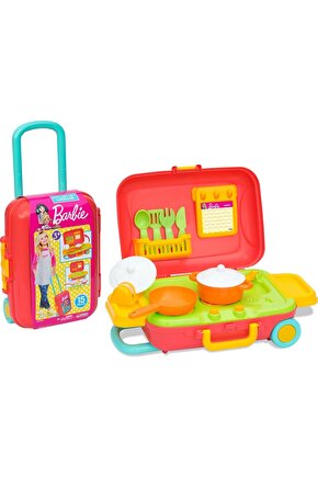 Orjinal Barbie Taşıma Bavullu Mutfak Seti Evcilik Oyuncakları Role Play Oyuncağı