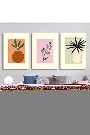 Matisse - Boho - Art Deco - Soyut - Doğa ( 3 lü Çerçevesiz ) Poster - Afiş - Tablo KR2C00697