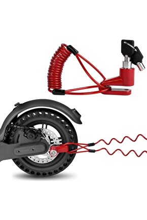 2li Güvenlik Seti Disk Kilidi + Spiral Çelik Halat Scooter Bisiklet Motosiklet İçin Üstün Koruma