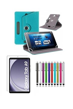 Samsung Galaxy Tab A9 SM-X110 8.7 Standlı Tablet Kılıfı + Kırılmaz Ekran Koruyucu+ Dokunmatik Kalem